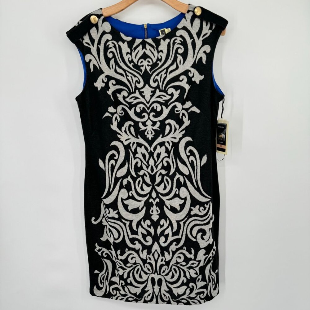 Jillian Taylor Women's Black & White Sleeveless Dress Bold Pattern Size 12 new - Picture 2 of 14